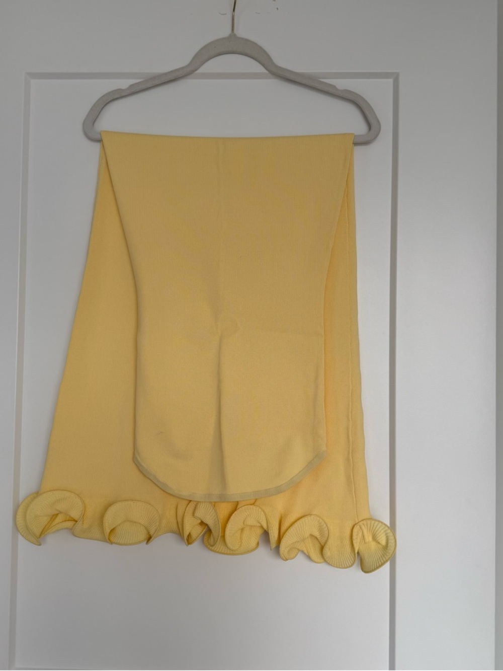 Commense Strapless Pale Yellow Bodycon Maxi Dress with Ruffle Hem - Picture 5 of 5